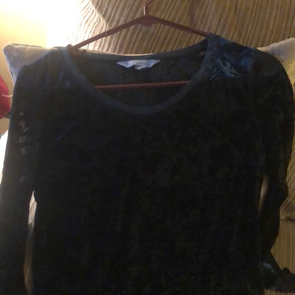 VERA WANG jaquard Blue velvet cut out top - Picture 1 of 8